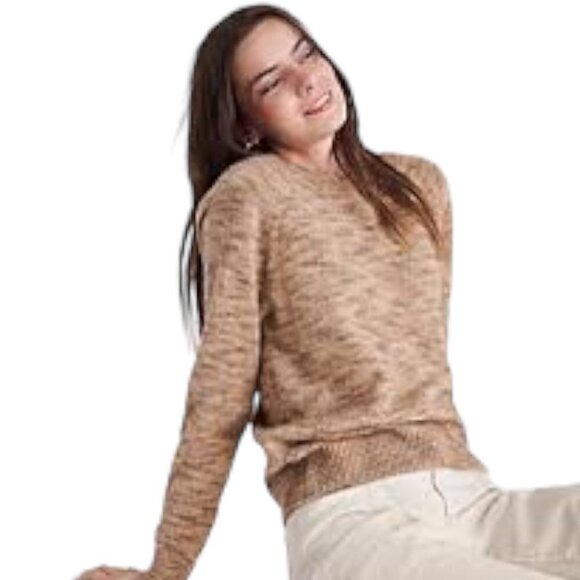 Ann Taylor Marled Crew Neck Sweater in Sweet Almond Large - Picture 1 of 4